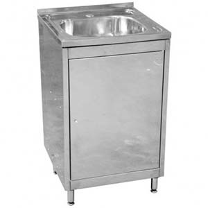 Тумба нержавеющая с 1-х секционной мойкой 500х600 и одним отверстием под настольный смеситель, 20484 фото  в интернет-магазине Санкомп