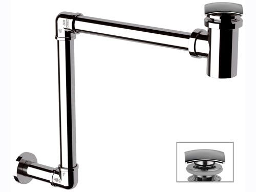 Сифон латунный хромированный малогабаритный 1 1/4" в комплекте с донным клапаном с переливом фото  в интернет-магазине Санкомп