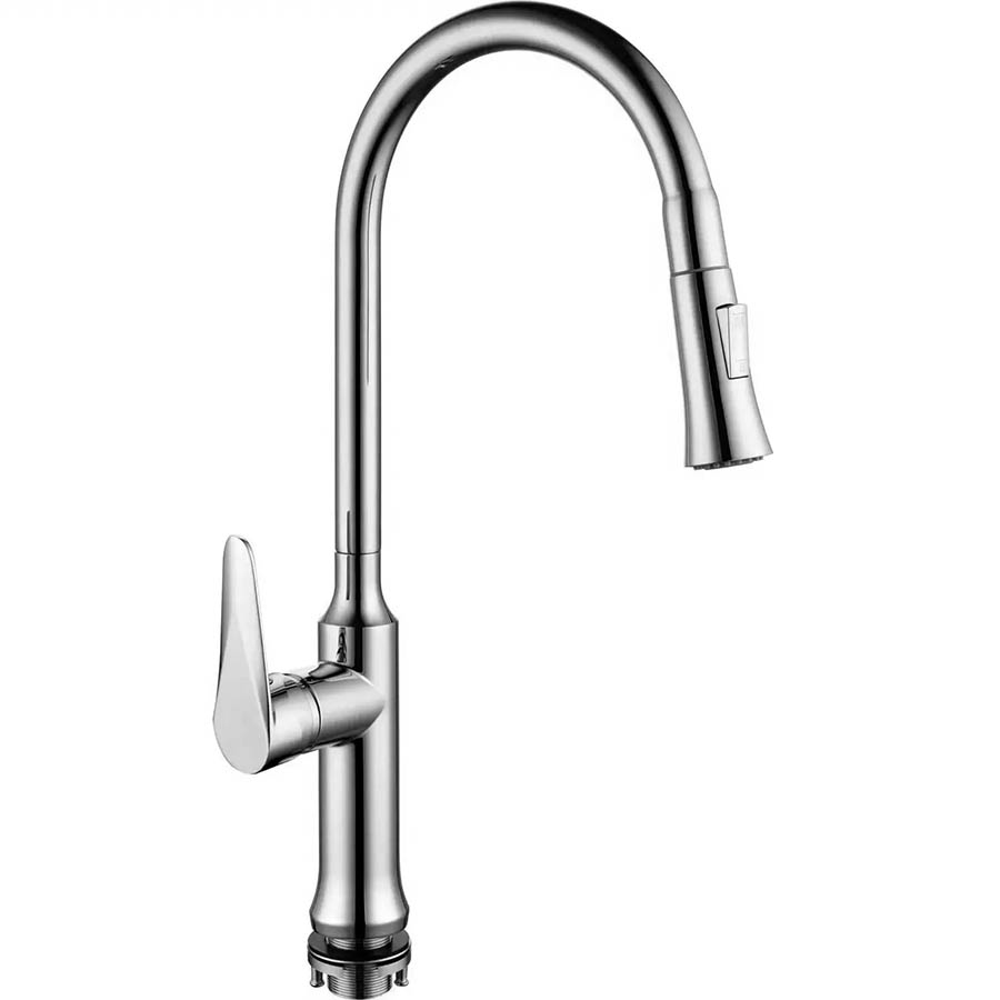 Смеситель для кухни ВЫСОКИЙ с выдвижным изливом, длина излива 225 мм высота 245 мм, 26524 фото  в интернет-магазине Санкомп