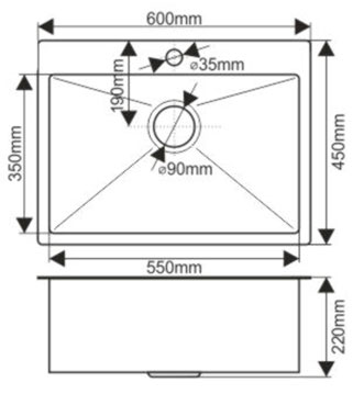 Мойка врезная нержавейка 600х450x200 мм С/О МАТОВАЯ с сифоном, 17847 фото  в интернет-магазине Санкомп