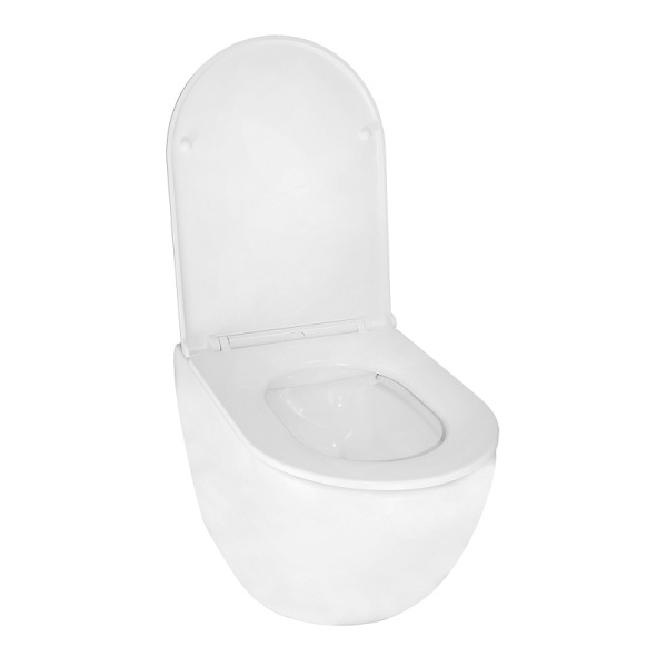 Унитаз подвесной БЕЗОБОДКОВЫЙ (540x365x425) С СИДЕНЬЕМ МИКРОЛИФТ 22593  фото  в интернет-магазине Санкомп