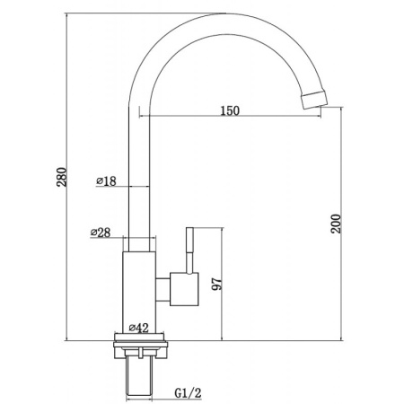 Кран моно с одним маховиком из нержавеющей стали 1/2" вертикальный, 27144 фото  в интернет-магазине Санкомп