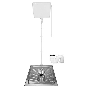 Чаша Генуя НЕРЖАВЕЙКА  700х700х220, с УНИВЕРСАЛЬНЫМ БАЧКОМ ПЛАСТИК, сифон ВЕРТИКАЛЬНЫЙ, 21850 фото  в интернет-магазине Санкомп