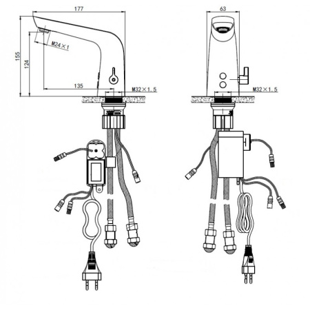 Смеситель сенсорный для раковины, смешивание на корпусе, питание от батареек или сети 220В фото  в интернет-магазине Санкомп