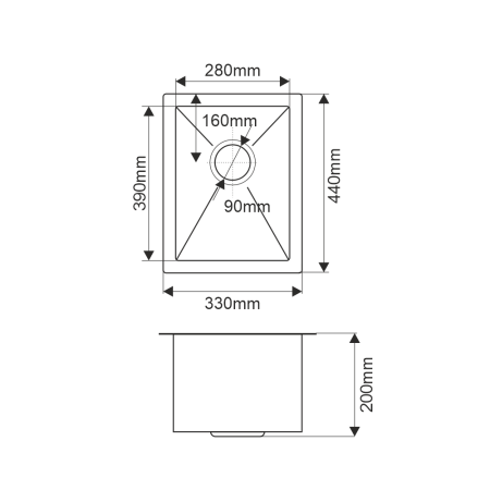 Мойка врезная нержавейка 330х400x200 мм Б/О МАТОВАЯ с сифоном, 20865 фото  в интернет-магазине Санкомп