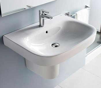 Умывальник 55 см с отверстием под смеситель в комплекте с полупьедесталом, 19645 фото  в интернет-магазине Санкомп