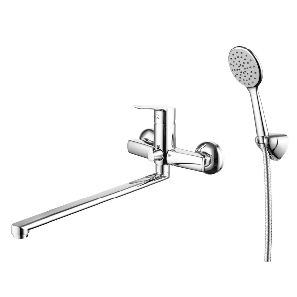 Смеситель для ванны настенный ОДНОРЫЧАЖНЫЙ с поворотным изливом 35 см, 22273 фото  в интернет-магазине Санкомп