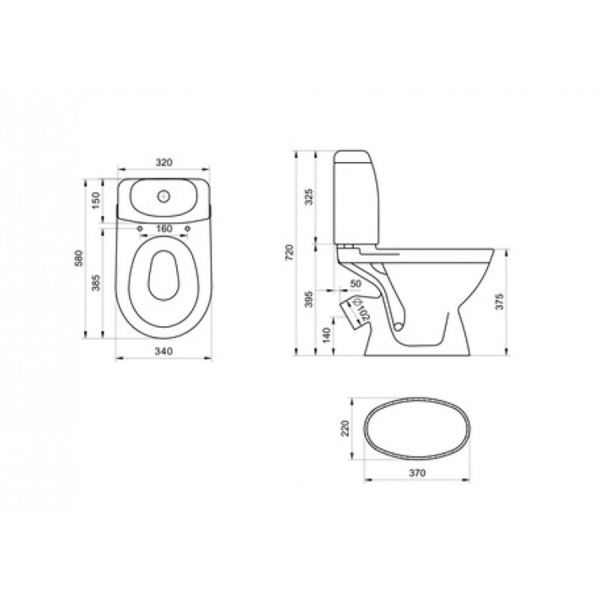Унитаз компакт керамика косой выпуск (580х340х720) 2-х режимная арматура, сидение ПП, 876 фото  в интернет-магазине Санкомп
