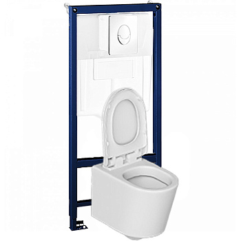 Унитаз ДЕТСКИЙ подвесной сиденье с крышкой с инсталляцией с кнопкой, 20967  фото арт.20967