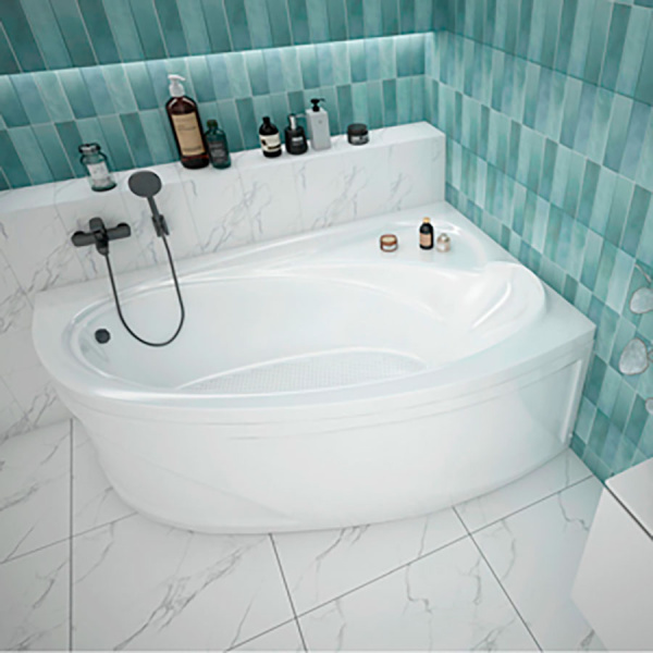 Ванна акриловая ассиметричная правая с каркасом и экраном 1640х1100 мм, 21771 фото  в интернет-магазине Санкомп