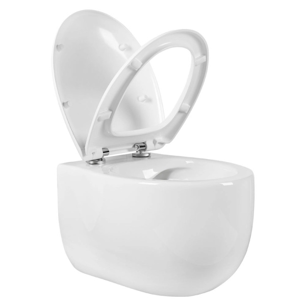 Унитаз подвесной БЕЗОБОДКОВЫЙ БЕЛЫЙ (530х395х340) С СИДЕНЬЕМ МИКРОЛИФТ, 24745 фото  в интернет-магазине Санкомп