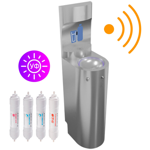 Станция питьевая автоматическая напольная 2 чаши Х/В, С/Ф, С/УФ, Б/Г, Б/ТО, Б/О, 290x390x1390 26605 фото  в интернет-магазине Санкомп