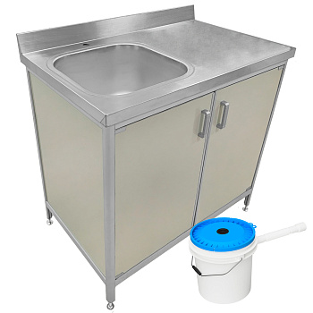 Стол-мойка с гипсоотстойником из химико стойкого пластика, чаша из нержавеющей стали 800х600х850 мм фото  в интернет-магазине Санкомп