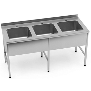 Стол медицинский с РУ из нержавеющей стали AISI-304, 3 чаши по 400*400*250 мм, 1200х600х900, 27131 фото  в интернет-магазине Санкомп