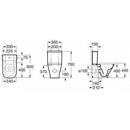 Унитаз-компакт ГОРИЗОНТАЛЬНЫЙ (650х365х790) БЕЗОБОДКОВЫЙ подводка СНИЗУ, СЕНСОРНЫЙ, МИКРОЛИФТ, 16449 фото  в интернет-магазине Санкомп