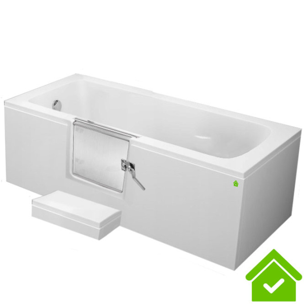 Ванна для инвалидов и пожилых с дверцей лежачая антискольжение 1750х750х630 мм СЛИВ СЛЕВА 22641 фото  в интернет-магазине Санкомп