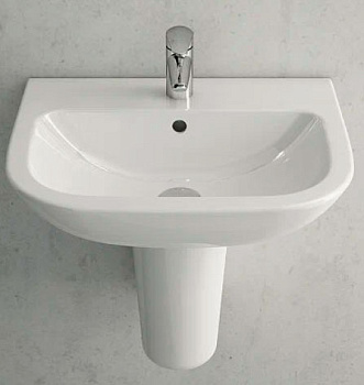 Умывальник 55 см с отверстием под смеситель в комплекте с полупьедесталом фото  в интернет-магазине Санкомп