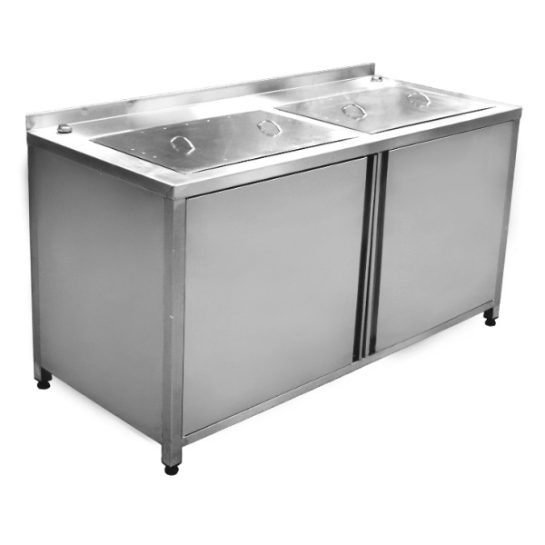 Мойка для эндоскопов 2 секции 650х400х200 с двумя крышками для мойки 1600х700х850 мм, 25721  фото арт.25721