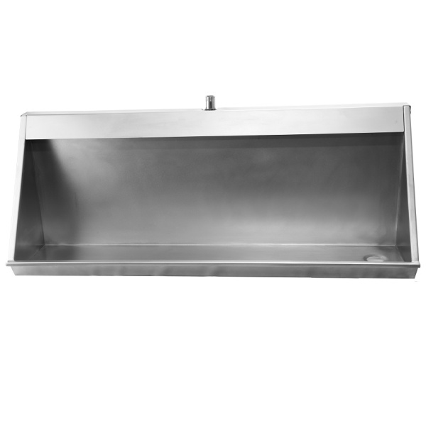 Писсуар коллективный из нержавеющей стали, вход 1 вертикальный L 1600 (1600х463х312) правый, 21318 фото  в интернет-магазине Санкомп