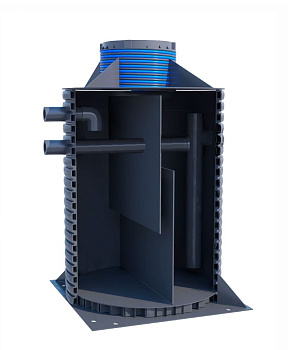 Жироуловитель вертикальный цельносварной СВТ ПЭ производительностью 4л/сек. DN-1400 мм, Н-4200 мм. фото в интернет-магазине Санкомп