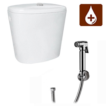 Бачок подвесной из КЕРАМИКИ ДЛЯ ДЕЗРАСТВОРОВ с гигиенической лейкой ЛАТУНЬ 190х390х370, 2743 фото в интернет-магазине СанКомп www.sancomp.ru