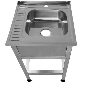 Хирургическая мойка 1х секционная из нержавейки чаша 400х400х180 мм AISI 304 600х600х850 мм, 22183 фото  в интернет-магазине Санкомп