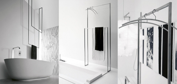 Полотенцедержатель ДВОЙНОЙ потолочный или напольный из нержавеющей стали, 12434   фото  в интернет-магазине Санкомп