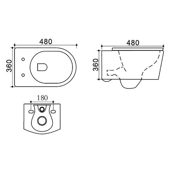 Унитаз подвесной БЕЗОБОДКОВЫЙ (360х480х360) С УЛЬТРАТОНКИМ СИДЕНЬЕМ МИКРОЛИФТ 22559  фото  в интернет-магазине Санкомп