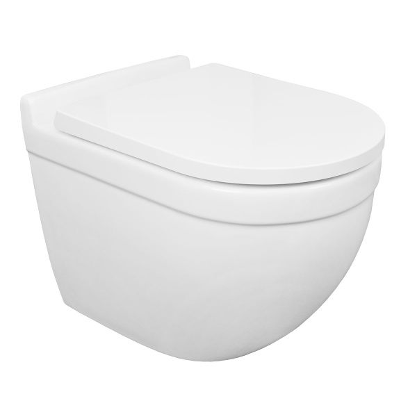 Унитаз подвесной БЕЗОБОДКОВЫЙ (520х360х410) смыв "Торнадо" СИДЕНЬЕМ МИКРОЛИФТ 22579  фото  в интернет-магазине Санкомп