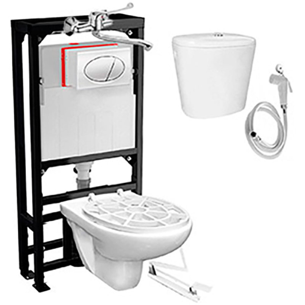 Видуар ПОДВЕСНОЙ ОВАЛЬНЫЙ с инсталляцией стоящей бачок для раствора КЕРАМИКА ПЕДАЛЬ СМЕСИТЕЛЬ, 24010 фото  в интернет-магазине Санкомп