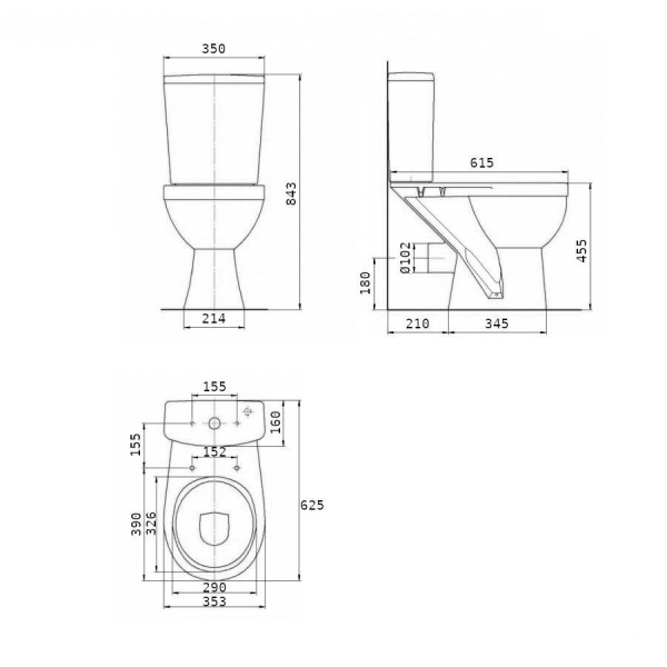 Унитаз-компакт для инвалидов МГН, ГОРИЗОНТАЛЬНЫЙ 625х350х843(470), 2 РЕЖИМА, СИДЕНЬЕ ПП А/Б, 25396  фото  в интернет-магазине Санкомп