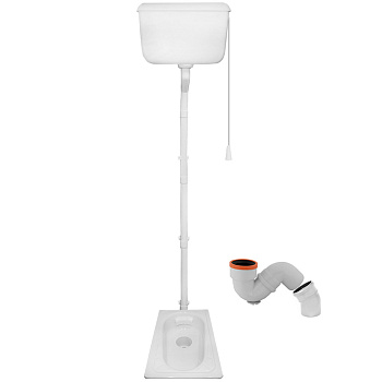 Чаша Генуя СТАЛЬ смещенный выпуск с бачком высоким ПЛАСТИК ЭКОНОМ сифон УНИВЕРСАЛЬНЫЙ, 18648 фото  в интернет-магазине Санкомп