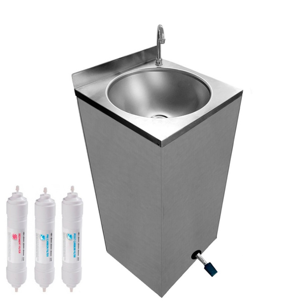 Фонтанчик питьевой педальный напольный 1 чаша Х/В, С/Ф, Б/УФ, Б/Г, Б/ТО, AISI 304, 400х400х870 27059 фото  в интернет-магазине Санкомп