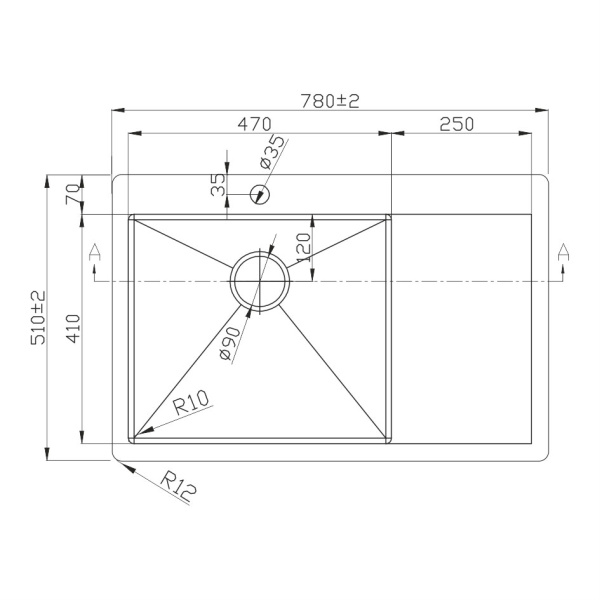 Мойка врезная нержавейка 780х510x220 мм С/О ЧАША СЛЕВА МАТОВАЯ ЗОЛОТО с сифоном, 17868 фото  в интернет-магазине Санкомп