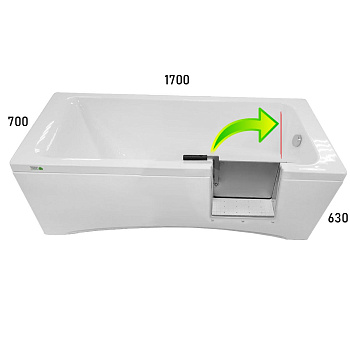 Ванна с дверцей 1700х700х630мм СЛИВ СПРАВА ДВЕРЦА справа ОТКРЫТИЕ НАПРАВО, Ручка снаружи, 25446 фото  в интернет-магазине Санкомп