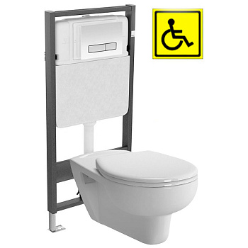 Унитаз для инвалидов МГН подвесной с инсталляцией СИДЕНЬЕ С КРЫШКОЙ, 25120 фото  в интернет-магазине Санкомп