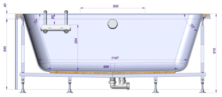 Ванна для инвалидов и пожилых со стеклянной дверцей лежачая левая 1500х750х545 мм, 22778 фото  в интернет-магазине Санкомп