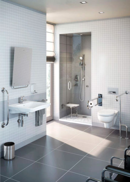 Умывальник медицинский керамика с отверстием под смеситель с переливом 600х545х165, 26167 фото  в интернет-магазине Санкомп