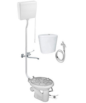 Видуар АНТИВСПЛЕСК НЕ, с высоким бачком ПЛАСТИК бачком для раствора КЕРАМИКА ПЕДАЛЬ СМЕСИТЕЛЬ, 20698 фото в интернет-магазине СанКомп www.sancomp.ru