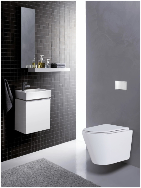 Унитаз подвесной БЕЗОБОДКОВЫЙ (515х355х365) С СИДЕНЬЕМ МИКРОЛИФТ 22580  фото  в интернет-магазине Санкомп