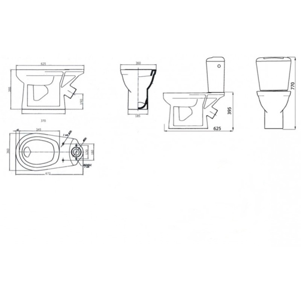 Унитаз-компакт керамика косой выпуск (625х370х770), СЕНСОРНЫЙ, сиденье ПП, 16453 фото  в интернет-магазине Санкомп
