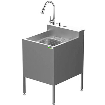 Видуар из нержавейки AISI 304 моноблок c бачком , смесителем с вытяжной лейкой и дозатором, 20625 фото в интернет-магазине СанКомп www.sancomp.ru