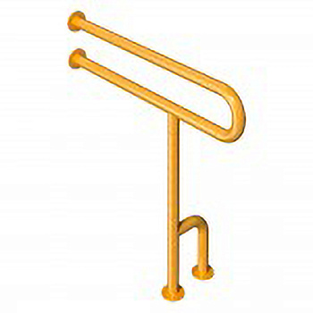 Поручень настенный с  опорой на пол нержавейка с нейлоновым покрытием 600х120х700 ПРАВЫЙ, 19226 фото  в интернет-магазине Санкомп