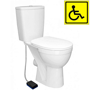 Унитаз-компакт для инвалидов МГН ПЕДАЛЬНЫЙ, ГОРИЗОНТАЛЬНЫЙ, 625х350х843 (470), СИДЕНЬЕ ПП, 25491 фото  в интернет-магазине Санкомп