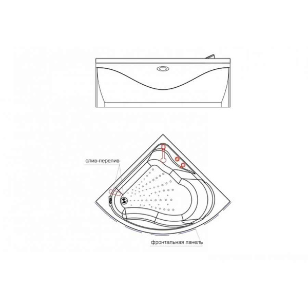 Ванна акриловая угловая 1250х1250х700 мм, 21905 фото  в интернет-магазине Санкомп