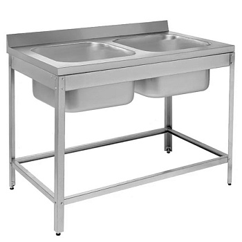 Хирургическая мойка 2х секционная из нержавеющей стали AISI 304 чаши 500х500х300 мм, 1200х700х850 мм фото  в интернет-магазине Санкомп