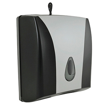 Диспенсер для листовых полотенец тип сложения полотенец-V (вмещает 2 пачки) ЧЕРНЫЙ/СЕРЕБРО, 18575  фото  в интернет-магазине Санкомп