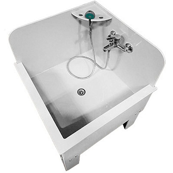 Слив технический напольный 650х650х820 мм УГЛОВОЙ с экраном СО СМЕСИТЕЛЕМ, 17605 фото  в интернет-магазине Санкомп