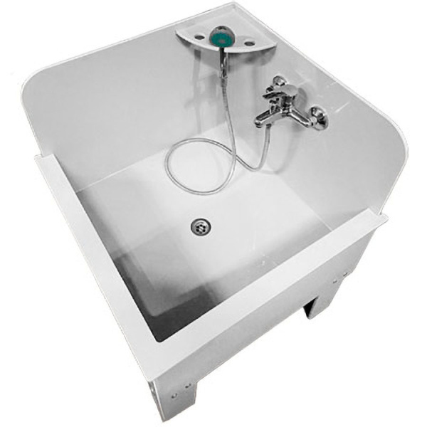 Слив технический напольный 650х650х820 мм УГЛОВОЙ с экраном СО СМЕСИТЕЛЕМ, 17605 фото  в интернет-магазине Санкомп