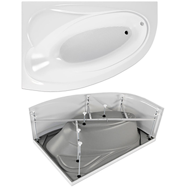 Ванна акриловая ассиметричная левая с каркасом и экраном 1640х1100 мм, 21770  фото  в интернет-магазине Санкомп